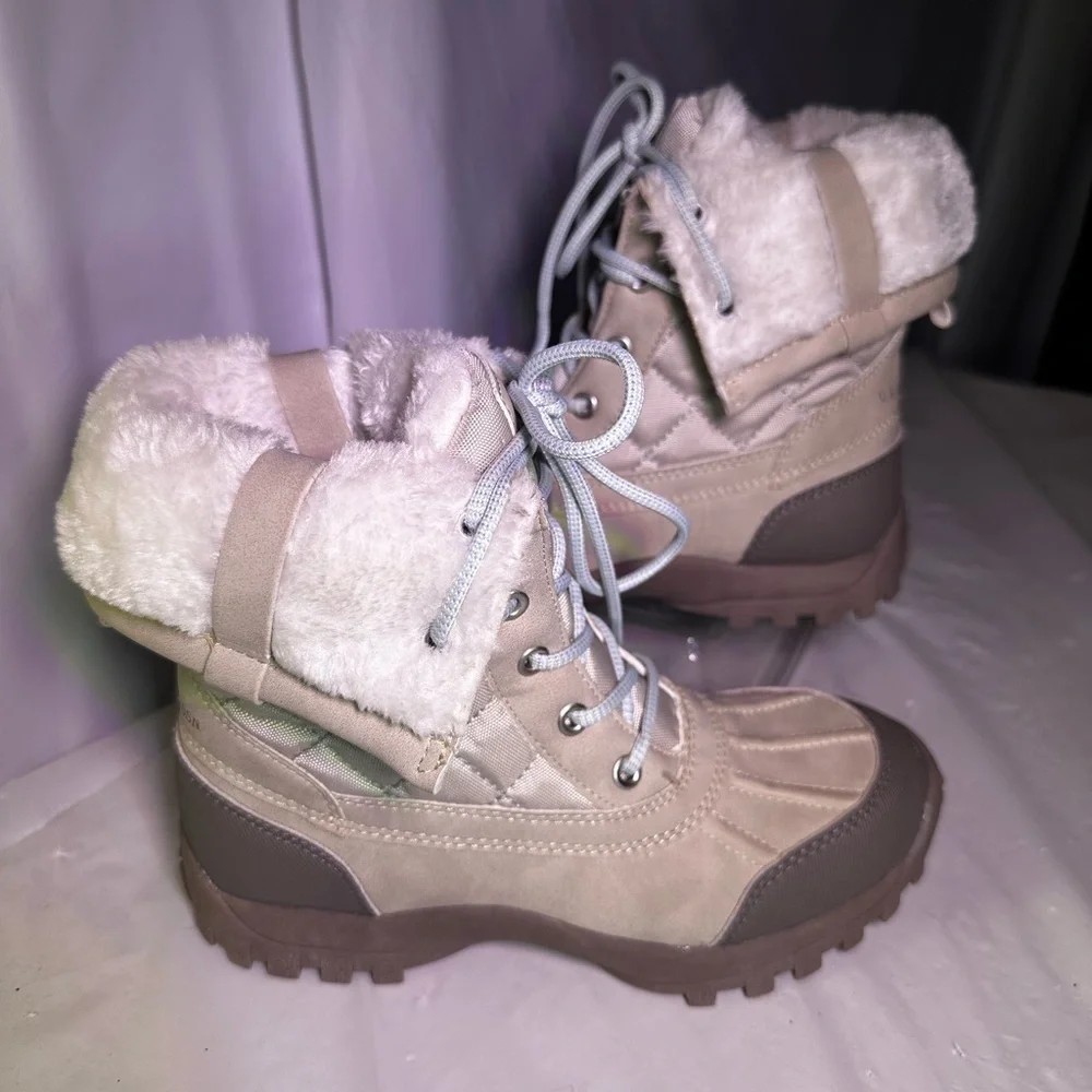 U.S. Polo Assn. White and Gray Fur-Lined Boots